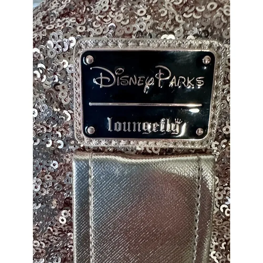 Loungefly Disney Parks Sequined Rose Gold Minnie Mouse Ears Backpack Wristlet